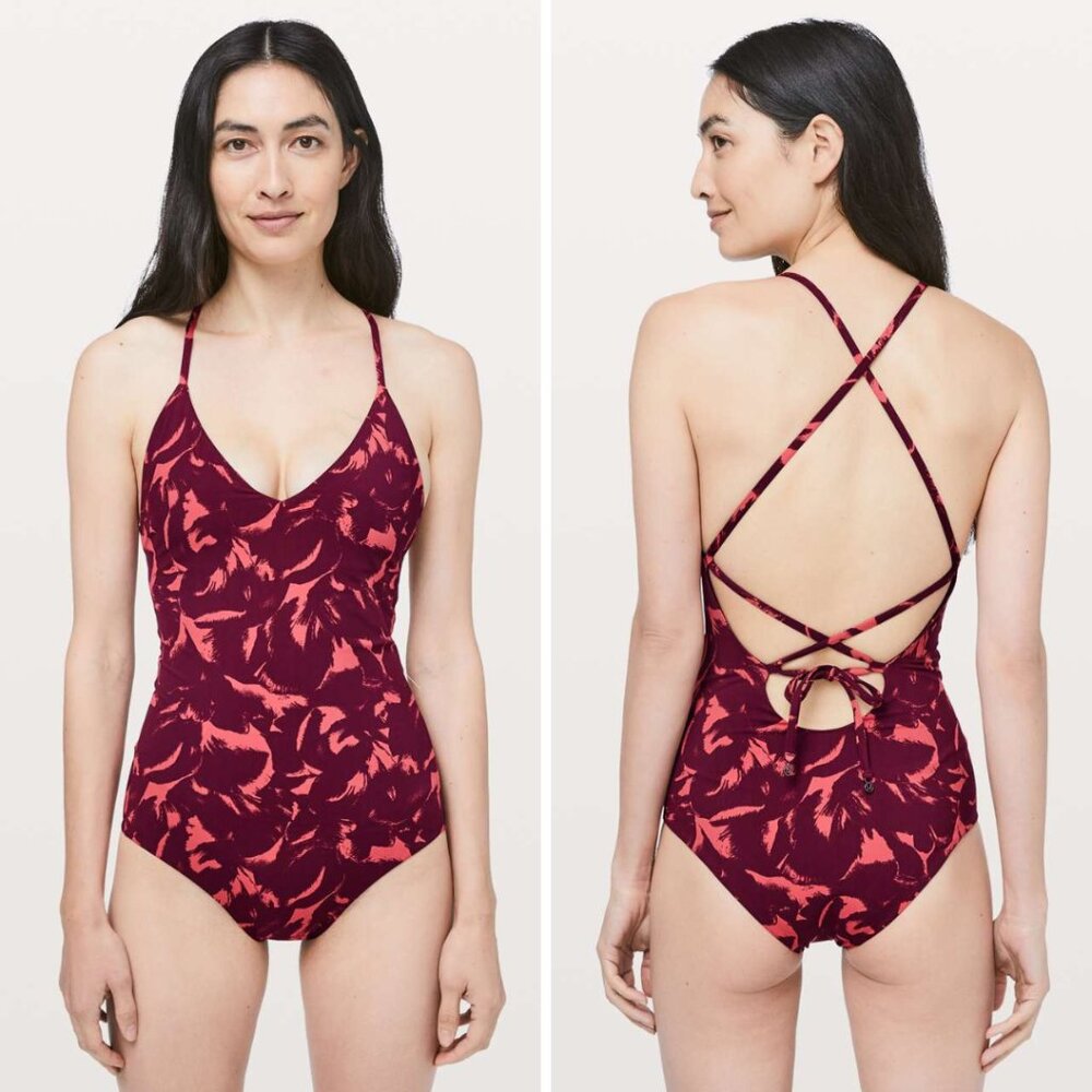 #4 Lululemon Weave The Waves One Piece Swimsuit in Poppy Coral Ruby Floral